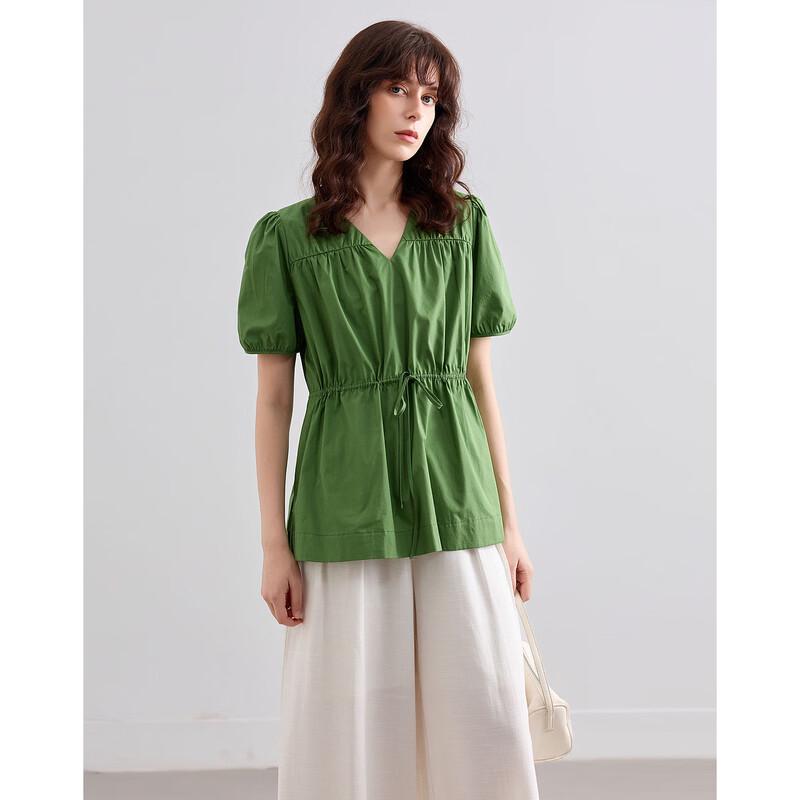 Demana Women s Pure Cotton V-Neck Short Sleeve Shirt L