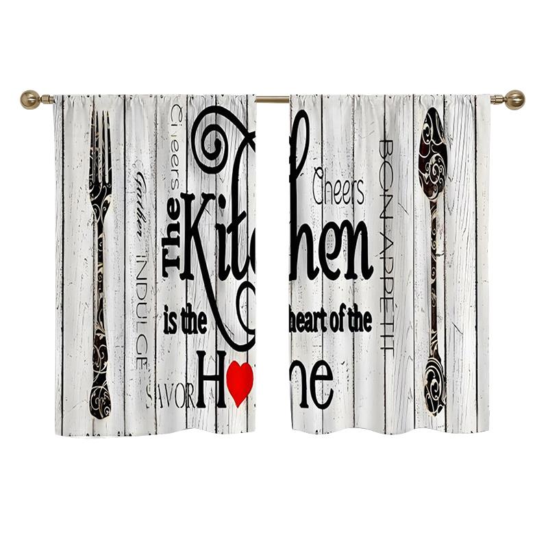 

Короткая кухонная занавеска из 2 панелей - вышитый стиль кафе для уединения, легко чистится, моющиеся кухонные занавески 2PCS