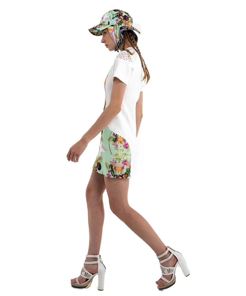 GREEDILOUS Mint White Combination Dress