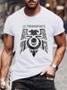 Men'S Ultramarines Emblem Graphic T-Shirt Heavy Metal Tee with Bold Skull Wings Design Soft Breathable Fabric Shirt for Gaming