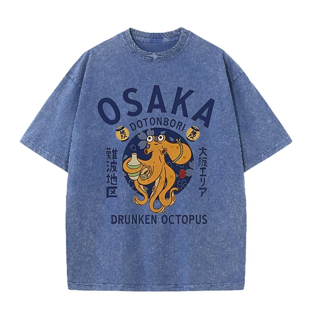 2026 Japanese Osaka Dotonbori Drunken Octopus Food Lover Funny Graphic Tee Shirt Mens Women Fashion High Quality Cotton Tshirts