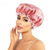 1PCS Waterproof Shower Cap Leopard Print Double Layer Elastic Shower Hair Cover Reusable Wave Point Shower Cap Bathroom Supplies
