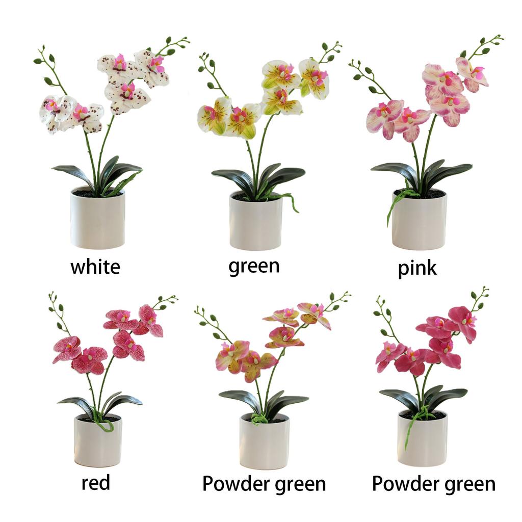 White Artificial Potted Flower Realistic Plastic Artificial Flowers Fake Plant for Bathroom Bedroom Living Room
