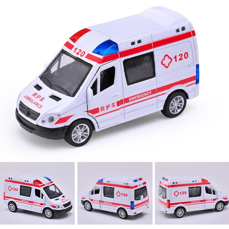 Boy's Alloy Pull-Back Toy Car Set: Police, Taxi, and Fire Truck Models