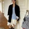 Fall and Winter New Women's Clothing Fashion Style French Casual Easiest for Match Lace Trim Mid Length Long Length Mini A- line Skirt