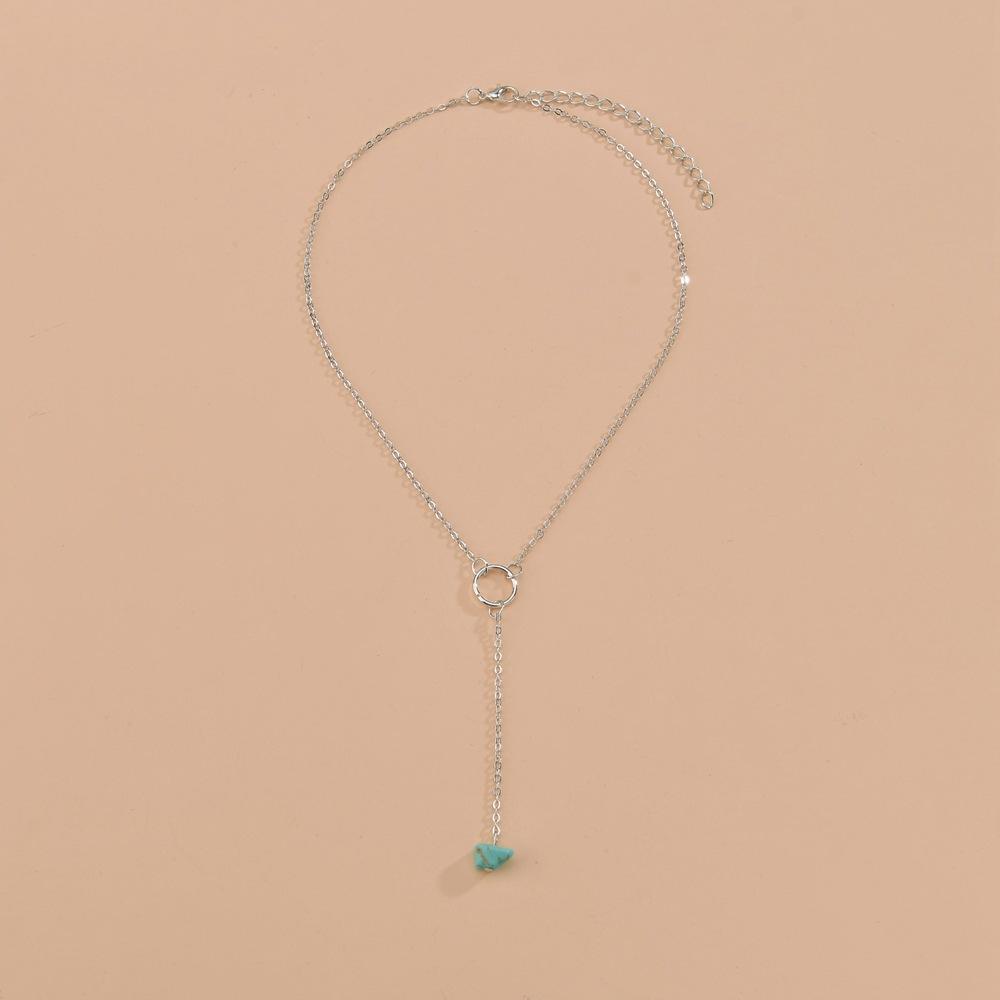 Irregular supply Turquoise pendant Metal women's personality sexy long necklace