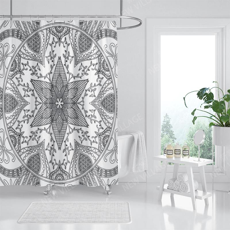 

Мандала Водонепроницаемые тканевые шторки для душа Аксессуары для штор в ванную Занавеска для ванной 180x200см 240*200см бохо декор винтаж W240XH200cm
