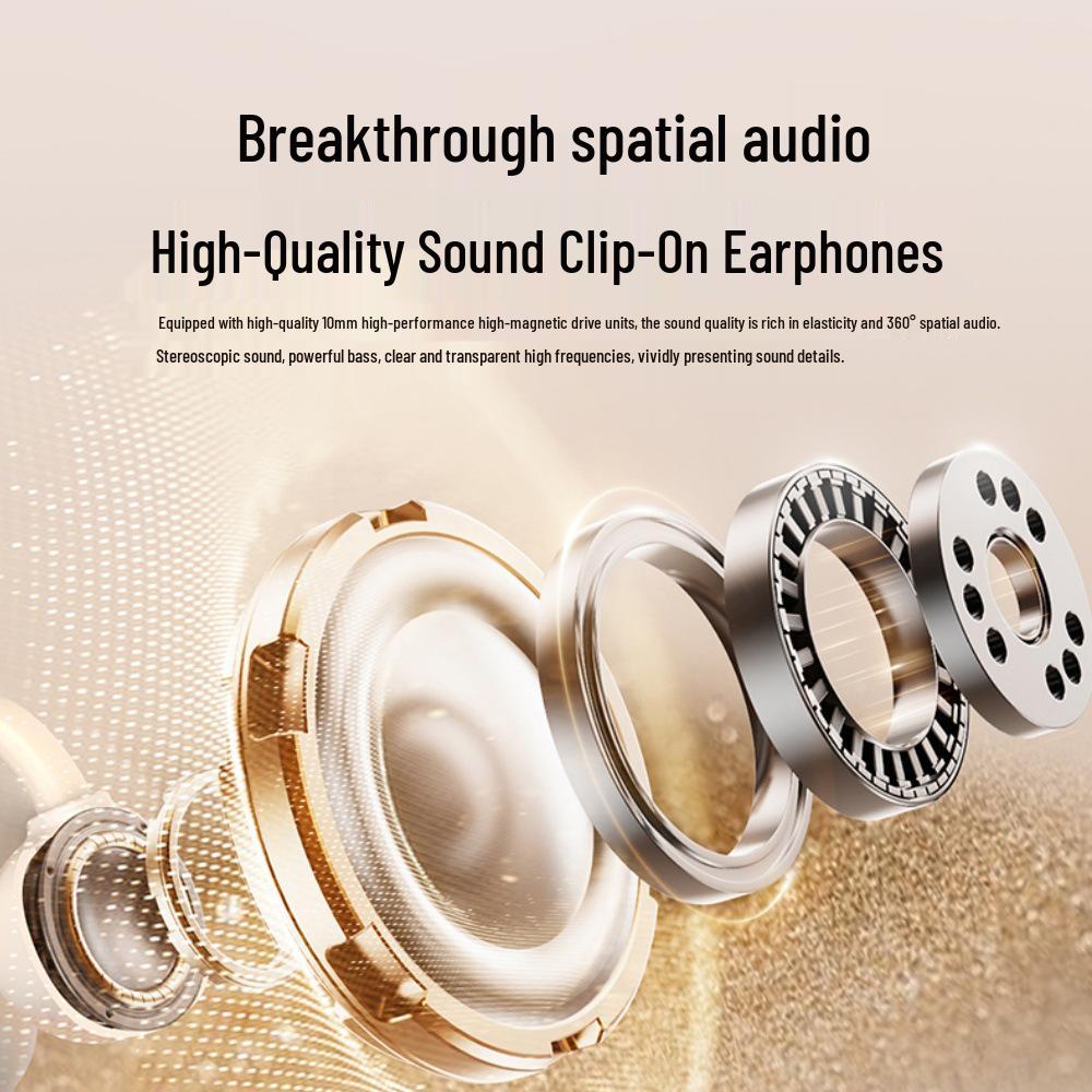 2025 Clip-on Bluetooth Headphones: AI Translation, Superior Sound, Long Battery Life, Comfortable Fit, Ideal for Sports - Model D04