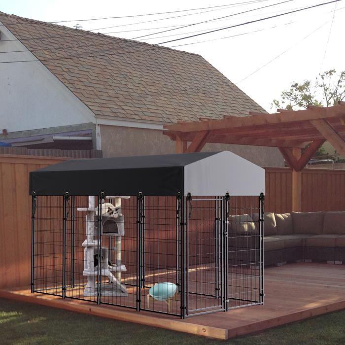 XXL Outdoor Dog Pen with Oxford-Fabric Roof, Metal, 165 × 127 × 120 cm