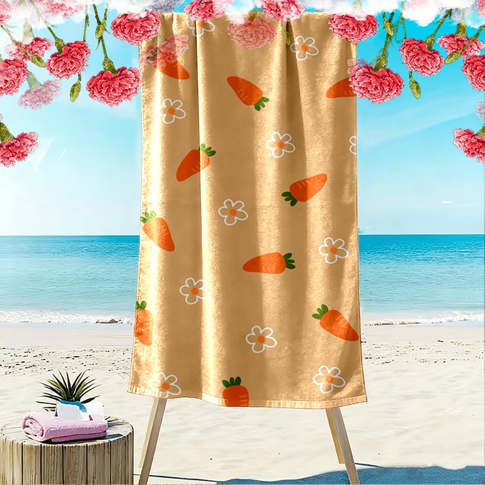Carrot and Flower Pattern Design Beach towel quick-drying for travel outdoor sports jogging beach and swimming
