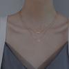 925 Sterling Silver Circle Bar Necklace For Women Double Layer Geometric Necklace Friendship Jewelry Gifts