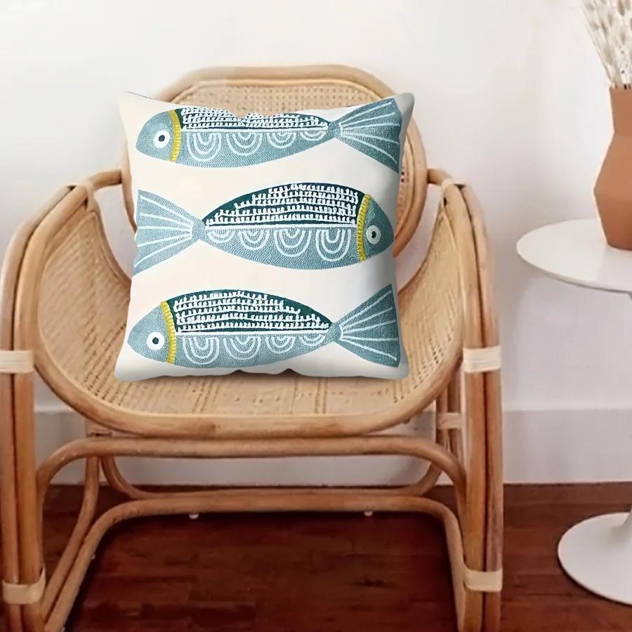 

Fodere per cuscini con stampa di pesci stile Oastal Divano stampato su due lati Soggiorno Fodere per cuscini per sedie da camera 12x12in 30x30cm