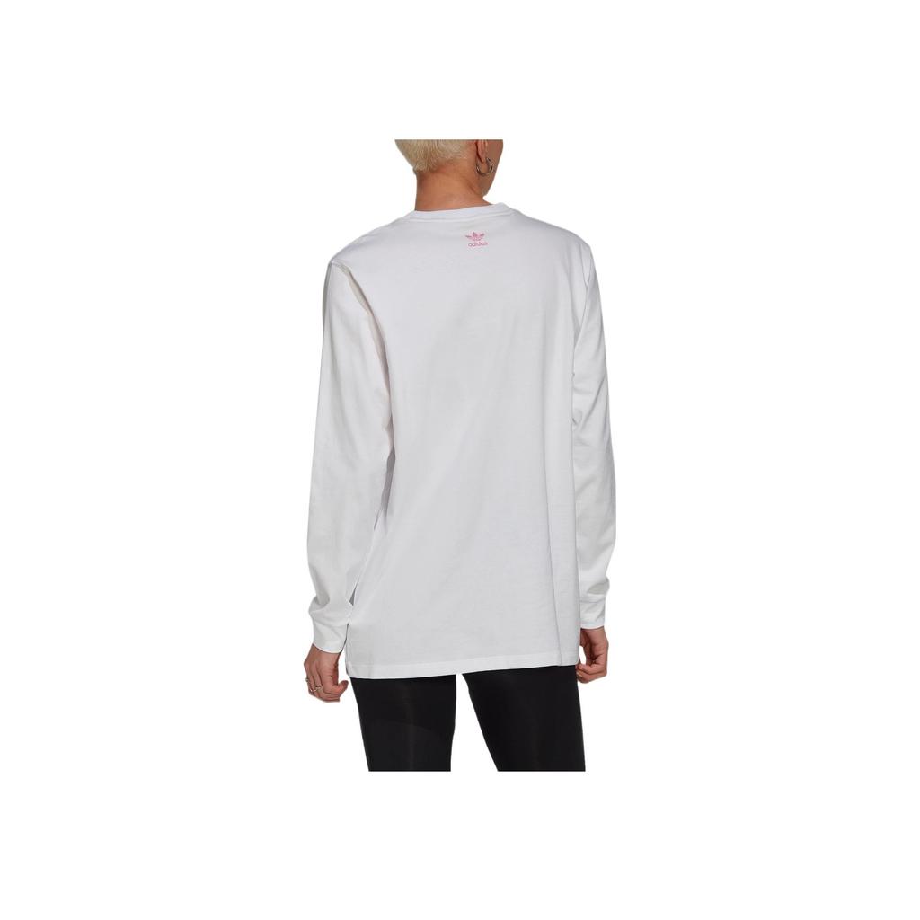 Adidas Originals Always Original Graphic Sleeve Logo Print Round Neck Pullover Sports Loose Long Sleeve T-Shirt Women Tops White HN6339