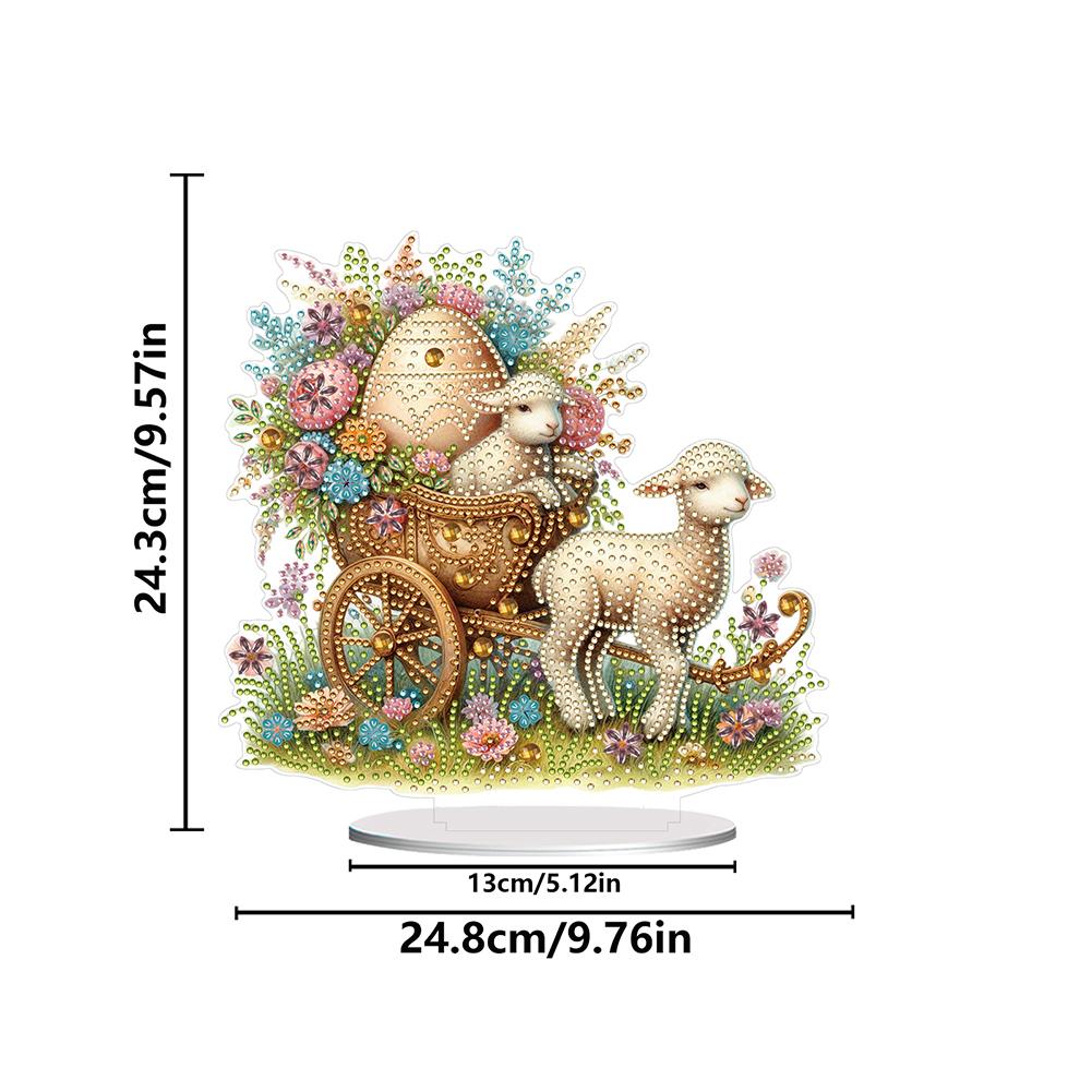 5D DIY Diamond Art Easter Desktop Decor Acrylic Special Shape Easter Lamb Diamond Painting Desktop Decors for Home Office Decor