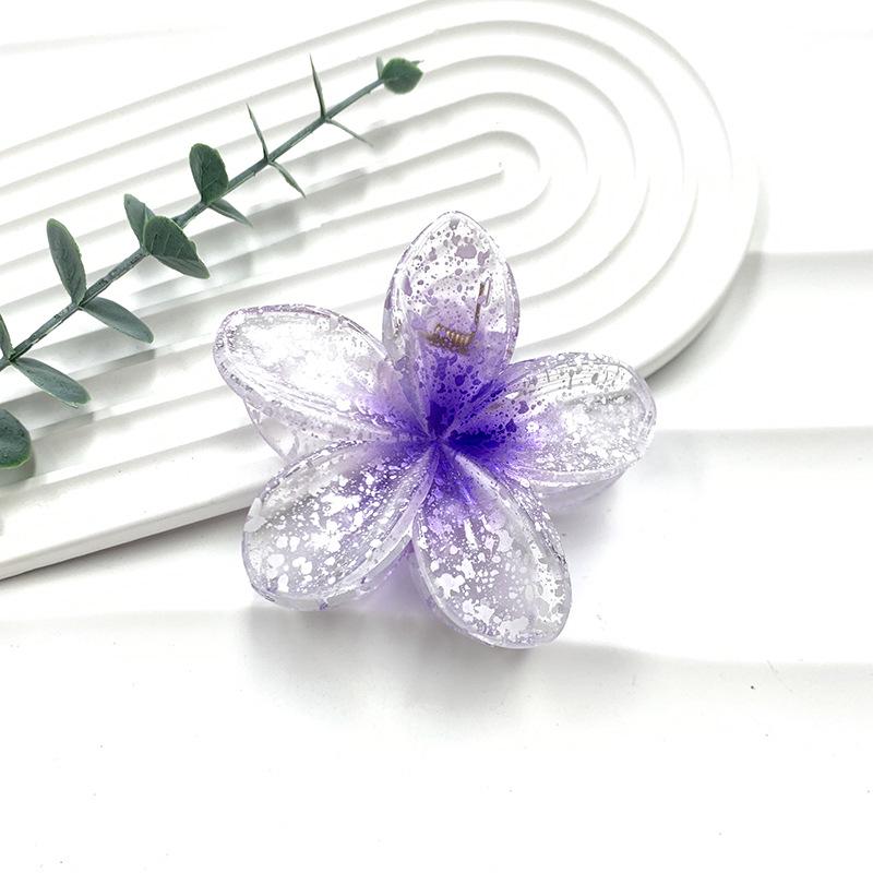 Retro Colorful Frangipani Flower Hair Claw Clip for Women
