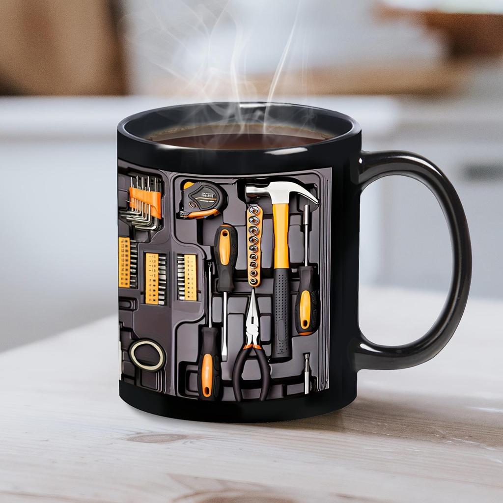 Mechanic Toolbox Mug 11 Oz Ceramic Coffee Cup with C Shaped Handle Gift for Dad Husband Birthday Anniversary Workshop Garage