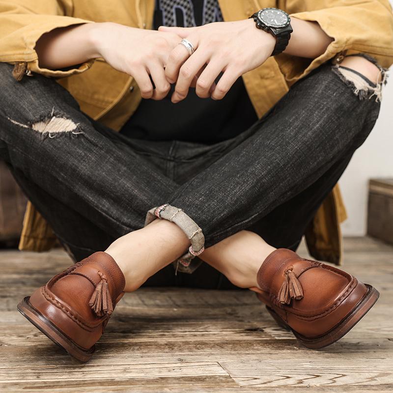 Mode Hohe Qualität Handgefertigt Herren Slipper Modedesign Freizeitschuhe Mokassin Herren Bürokleid Flats Echtes Leder Slip-on Herrenschuhe