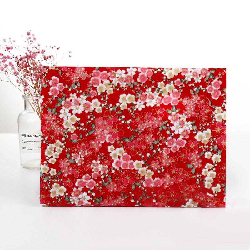 100*150cm Japanese Style Red Cherry Blossom Bronzing Fabric For Sewing Patchworks Quilting Needlework Diy Handmade Material