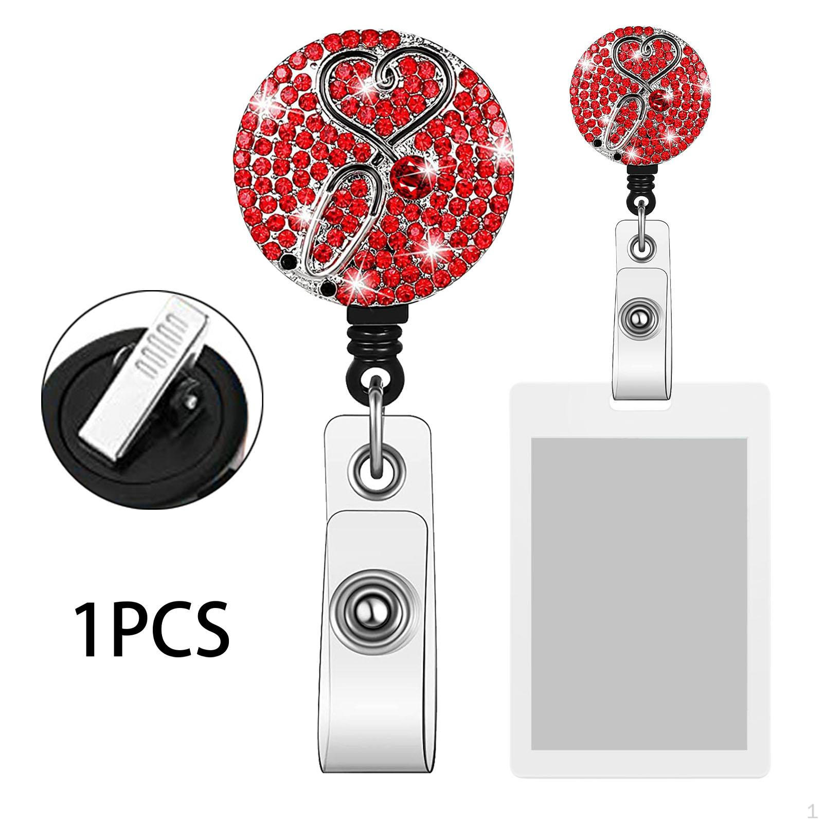 

Heavy Duty Retractable Badge Holder Reel, Metal ID with Belt Clip for Name Card Style C