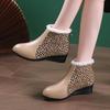 Pu Leather Ankle Women Fashion Boots Winter New 2025 Trend Leopard Print Wedges Designer Short Plush Warm Cozy Women Shoes Mujer