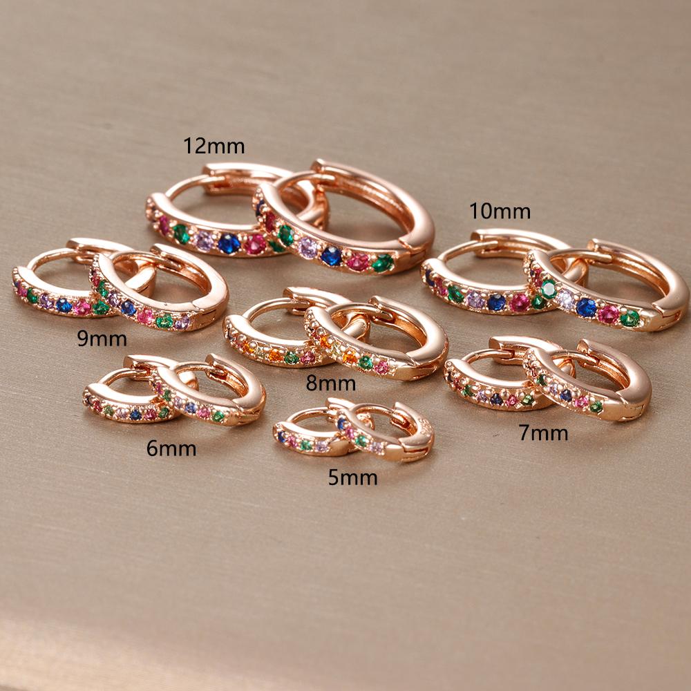 2PCS Minimal Crystal Zirconia Stainless Steel Hoop Earrings Small Huggie Thin Cartilage Earring Helix Tragus Piercing Jewelry