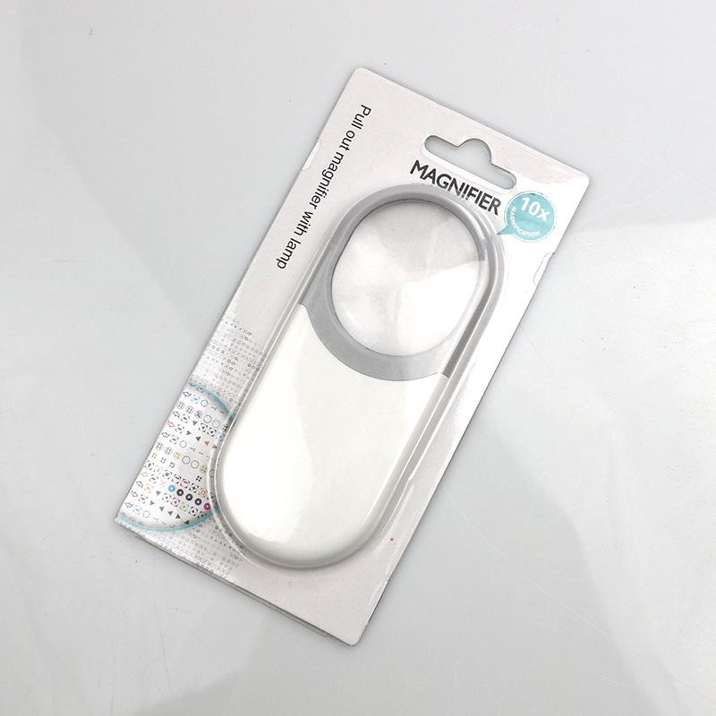 10X Mini Pocket Jewelry Loupe Pull Type Magnifier with Led Light Reading Magnifier Ultra-Thin Magnifying Mirror Repair