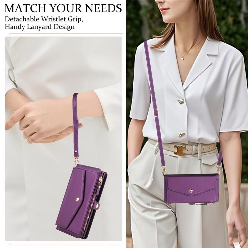 2 in 1 Removable Zipper Wallet Crossbody Case For Samsung Galaxy Z Fold 7 Z Fold 6 5 4 3 Magnetic Charging Luxury Leather Cover