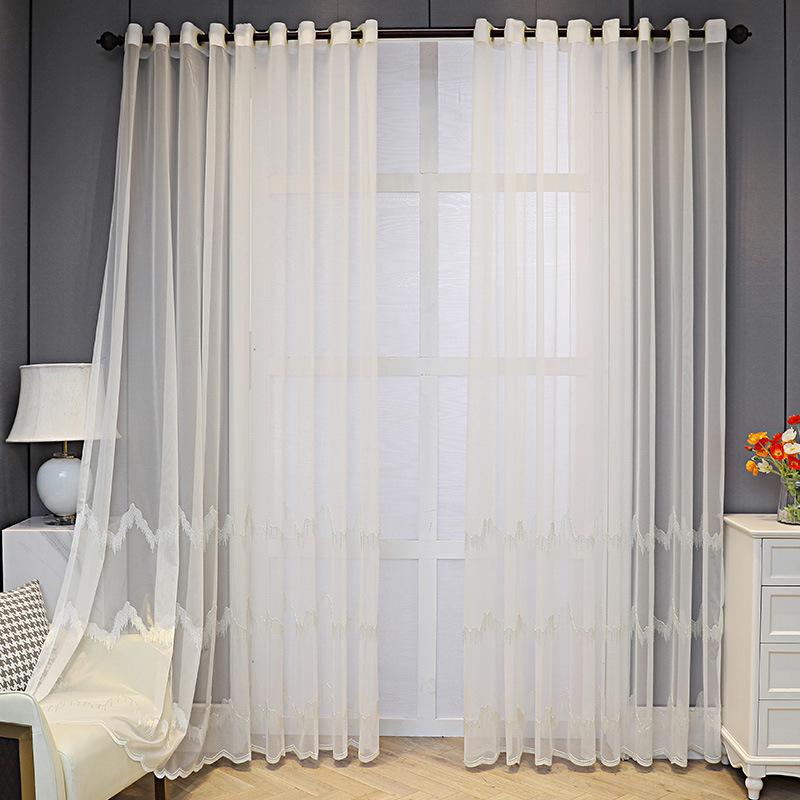 Curtain with Eyelet for Living Room, Bedroom, Kitchen, Patio, Villa - Machine Washable, Sheer Mesh Design, Classic Striped Pattern