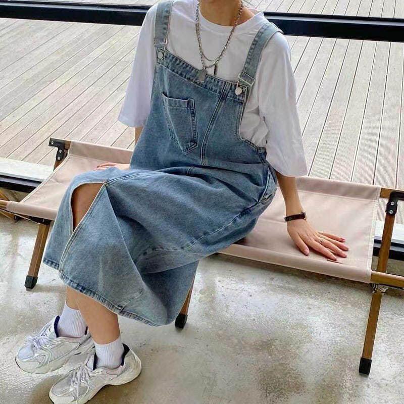 Abito in denim primaverile estivo Abito jeans senza maniche da donna Abiti moda femminile con slip solido Abiti casual con cinturino per spaghetti allentato