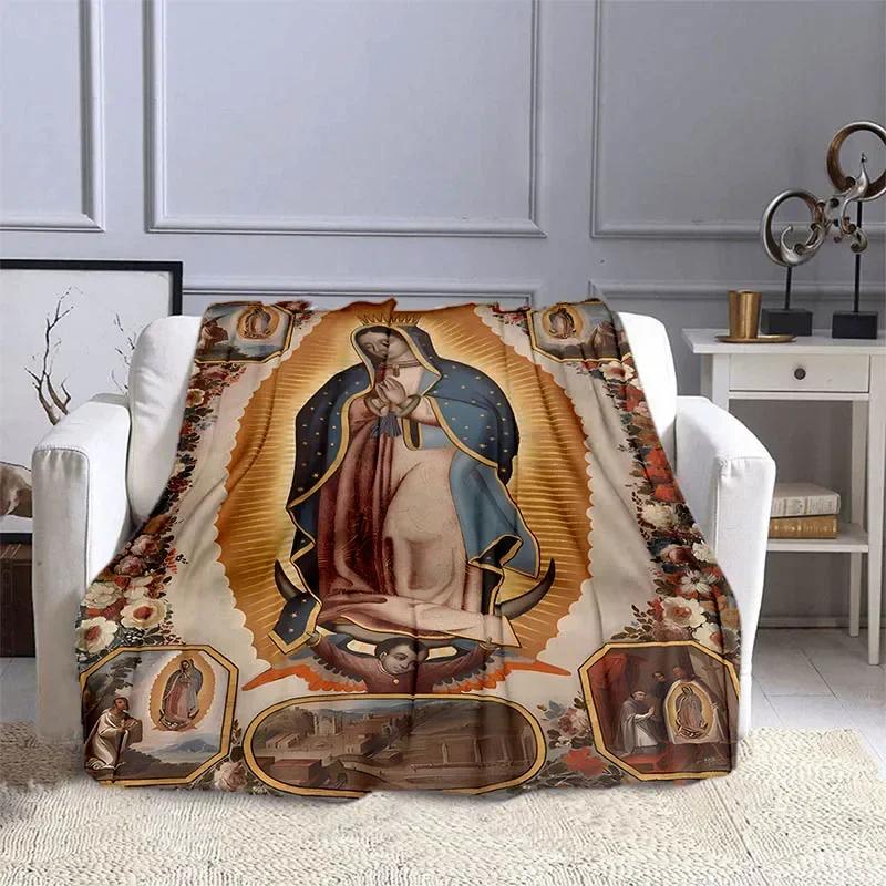 Jesus and The Virgin Mary Print Blanket Faith Religious Blanket Soft Warm Throw Blanket Sofa Bedding Birthday Gifts Blanket
