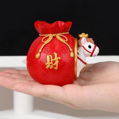 Yousheng 2026 Chinese New Year Zodiac Horse Figurine Resin Horse In Red Fortune Bag Feng Shui Desk Ornament for Home Office Spring Festival