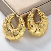 Dubai Custom Zircon Big Earring Hoop for Women Dubai 18k Gold Plated Hollow Chunky Statement Texture Accessories Wedding Party