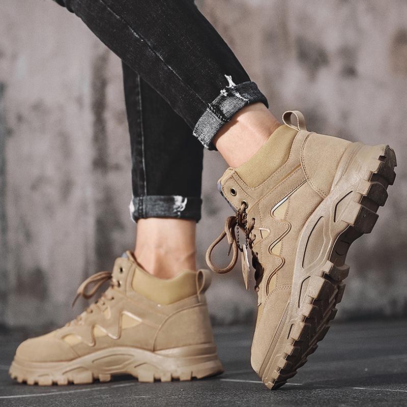 Retro Men Boots Comfortable Thick-Soled Non-Slip Chelsea Boots Autumn Winter Fashionable Large-Toe Tooling Boots Ankle Boots Men