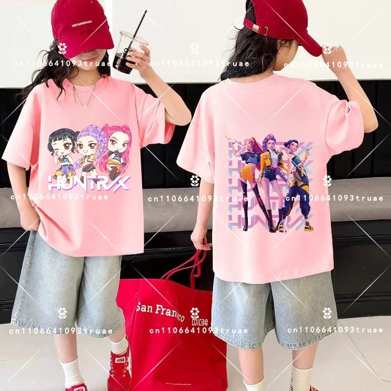 Kids Kpop Demon Hunters Children's T Shirt Short Sleeve T-shirt Cute Kpop Demon Hunters Tiger Harajuku Tshirt for Boys Girls