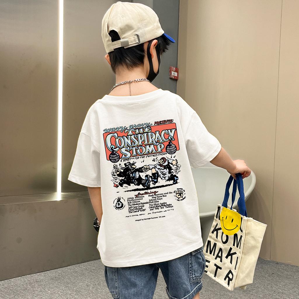 Camiseta de Manga Corta para Niños Verano Holgada Top de Media Manga Infantil Atuendo de Verano para Niños