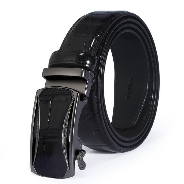 New Belt Men's Cowhide Alloy Automatic Buckle Belt Casual Pattern of Young and Middle-aged Waistband