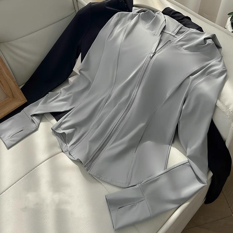 

Женская розовая приталенная куртка с капюшоном для защиты от солнца - Легкая, дышащая летняя верхняя одежда для йоги One Size [40-70 kg] серый