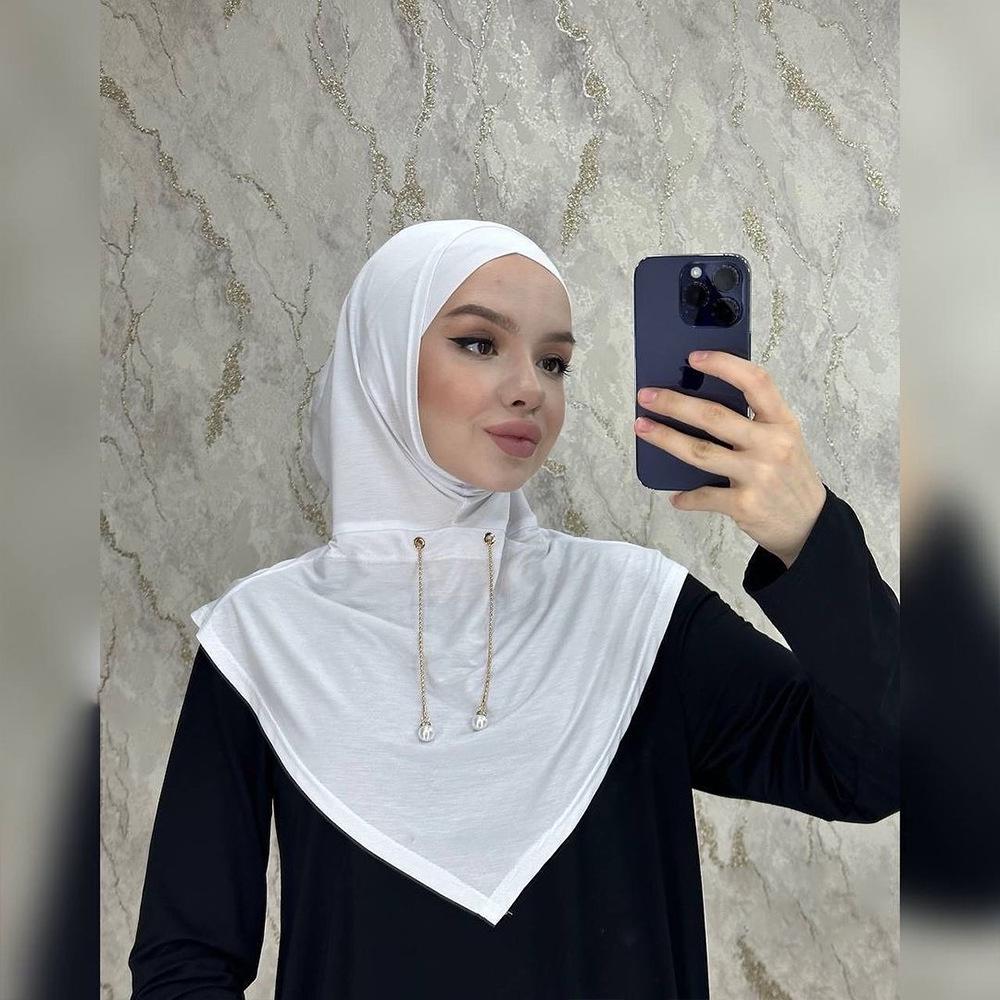 XQY500332 Middle Eastern Metal Chain Rhinestone Pullover Hat for Women - Fashion Ethnic Headscarf
