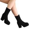 Damen Chunky Heel Quadratische Zehenpartie Knöchelhohe Stiefel Größe 40-47 Weite Passform Elegante Niedrig geschnittene Samtstiefel Herbst