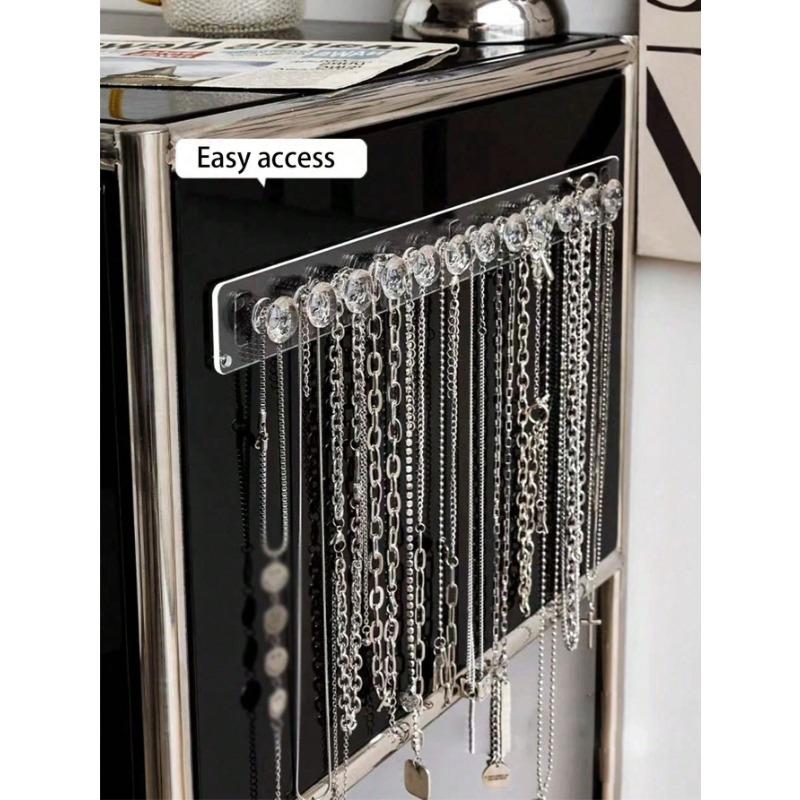 1pc Jewelry Organizer Stand For Necklaces, Bracelets, Earrings And Rings Transparent Wall-Mounted Display Rack For Dressing Table Jewelry Storage Hook