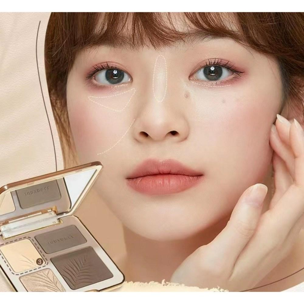 judydoll Judydoll 3D Highlighter Contour Bronzer Palette Nude Makeup Natural Color Rendering Long-lasting, 04 02, 1 piece