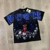 Meichao Vale New Retro Character Print Summer High Street Men and Women Loose Casual Wash Old Short Sleeve T-shirt