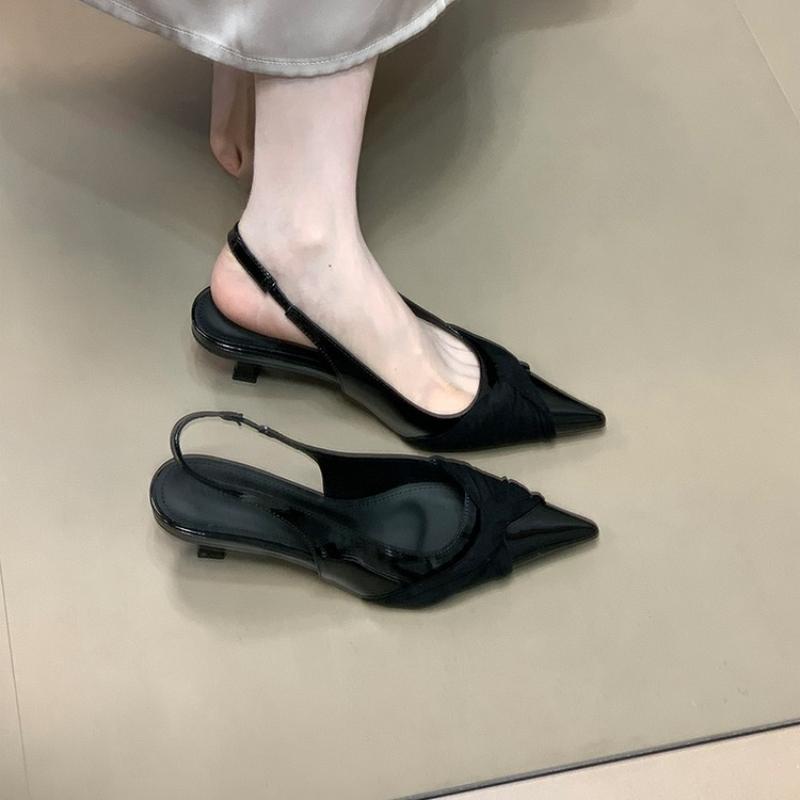 

Fashion 2025 Spring and Summer Fashion Sexy Banquet Casual Women s Shoes Solid Color Light Mouth Stiletto Heels Pointed Toe Toe Sandals 35 чёрный