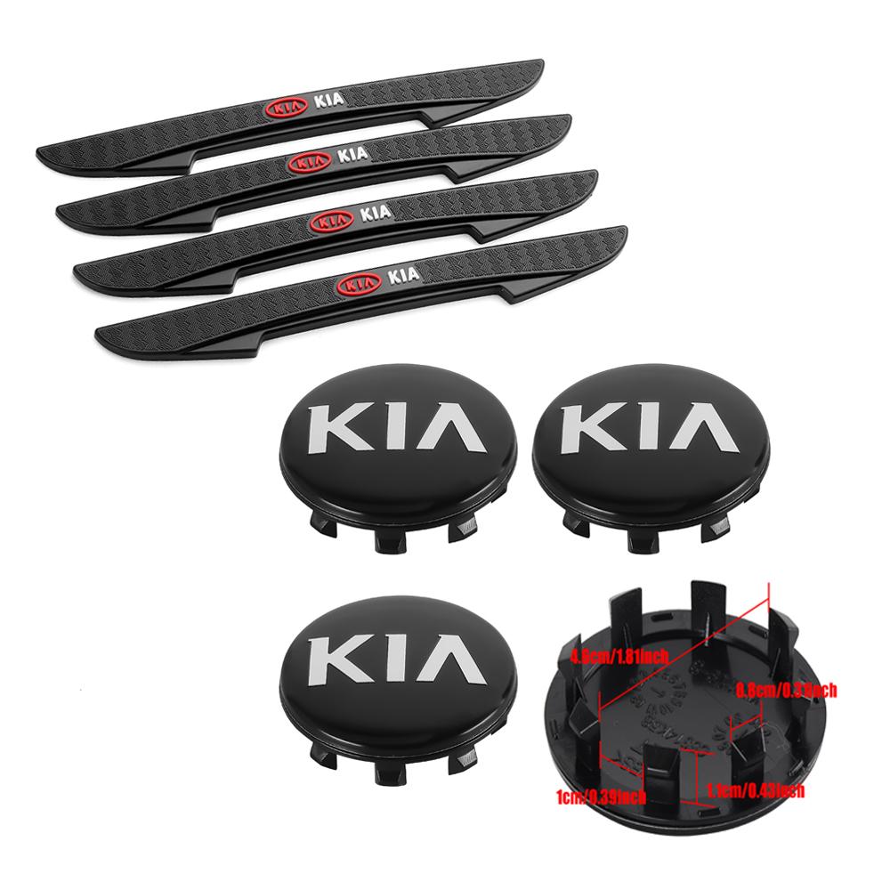 AABIY1 4Pcs Car Wheel Center Hub Cap With  Crash Anti Collision Protector Strip For KIA Sportage GT RIO Ceed Picanto Pegas Sorento Niro