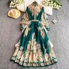 Spring Summer Elegant Vintage Palace Oversize Evening Dress Women Print Sashes Tying Long Party Dress Female Luxury Festival Clothing New