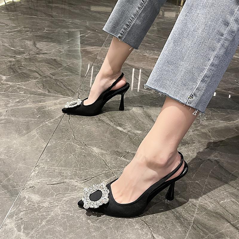 Fashion High-quality Women Sandals Pumps Summer 2025 New Fashion Pointed Toe High Heels Rhinestone Luxury High Heels Party Wedding Shoes
