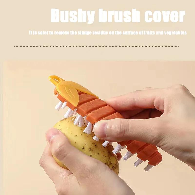Carrot Brush Kitchen Cleaning Tool Silicone Dishwashing Brush Crevice Brush Fruit and Vegetable Cleaning Brush Bendable Brush