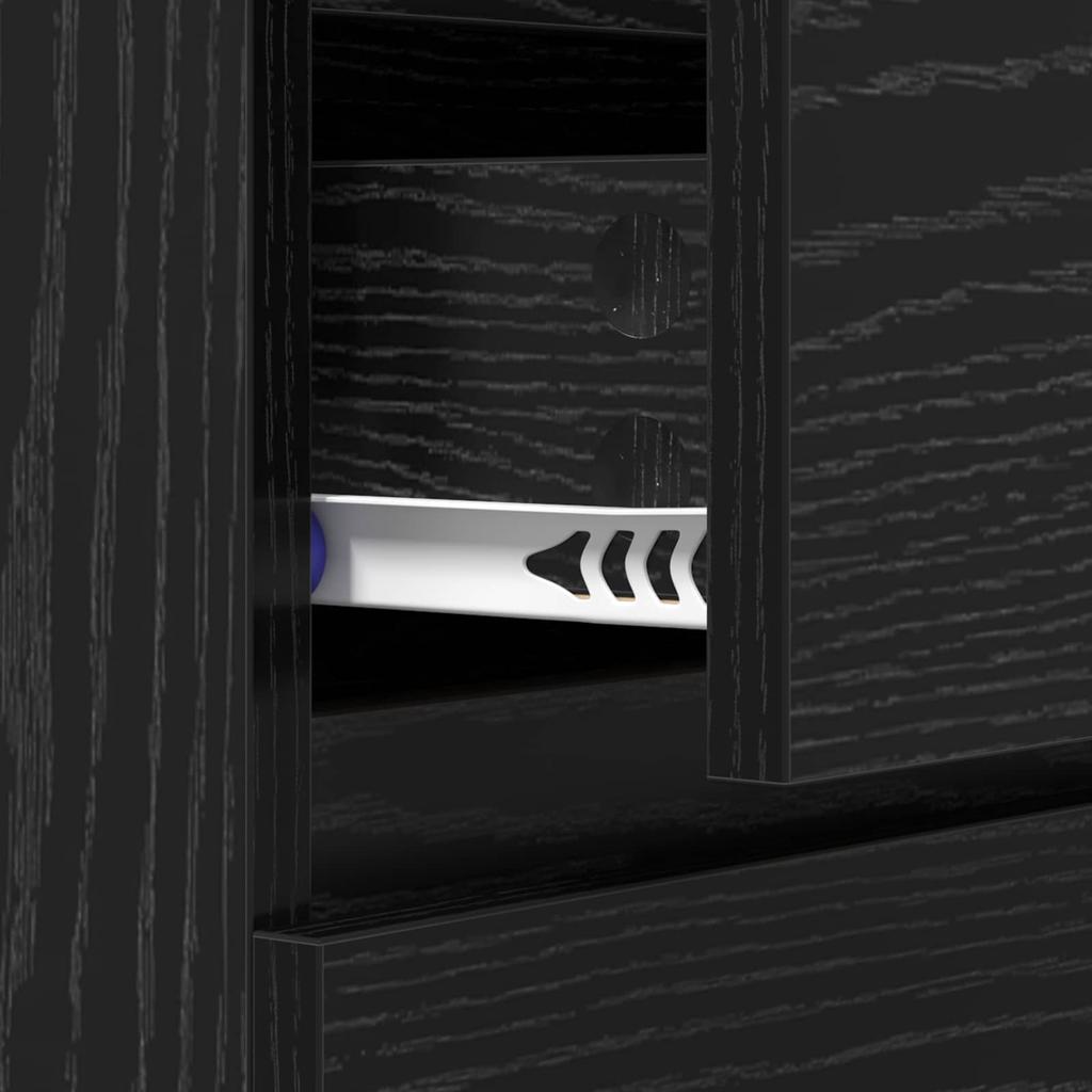 Sideboard with Drawers Black Oak Effect 60 x 35 x 70 cm