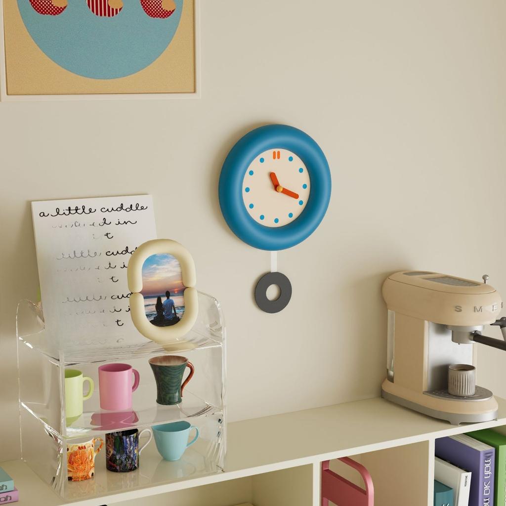 Minimalist Donut Round Desk Wall Clock Room Decoration Frame Silent Quartz Table Clock Kids Room Bedroom Office Home Decor Gifts