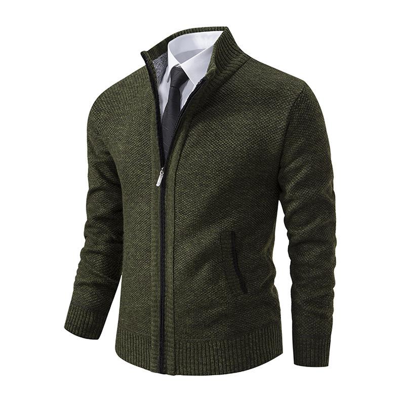Autumn and Winter Stand-up Collar Fashion Cardigan Jacket Knitted Men's Sweater Plus Size
